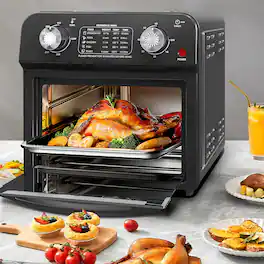 Anysun - 12.5QT 7-in-1 Convection Toaster Oven - 1500W, 5 Menus, Roast/Bake/Grill/Broil/Toast/Dehydrate/Defrost, Stainless Steel - Black