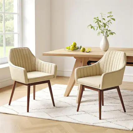 Front. Pefilos - Upholstered Accent Dining Chair Set of Comfy Padded Back Seat Room Use Beige - Beige.