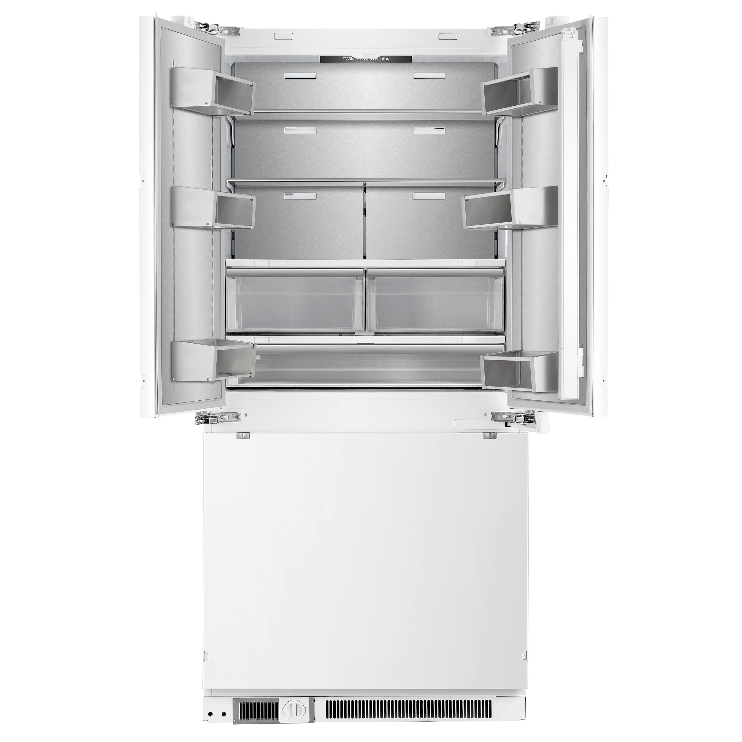 Angle. Forno Appliances - Rivestito 15.5 Cu. Ft. French Door Counter-Depth Panel Ready Refrigerator - Stainless Steel.