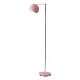 Jonathan Y - Eva 58.5" Mid-Century Pink Metal Floor Lamp with Modern Adjustable Globe Shade and Foot Switch for Living Room - Pink/Chrome