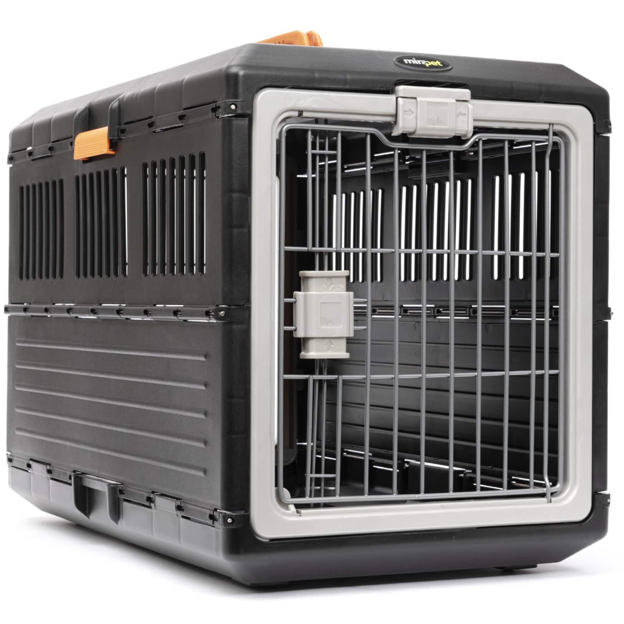 Mirapet - Pet Carrier, Collapsible Crate for Large Dogs or Cats, 26", Black/Orange