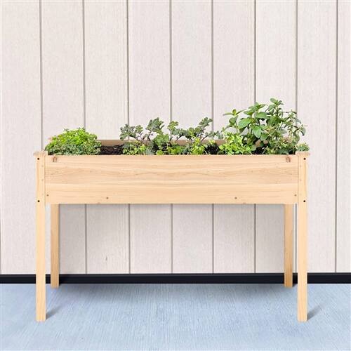 Back. SlickBlue - Wood Raised Garden Bed Planter Box, 30-Inch Tall Outdoor - Beige.