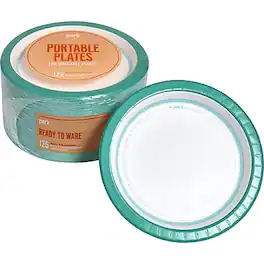 Perk - Medium-Weight Paper Plates, 8.5"/125/Pack - Teal/White