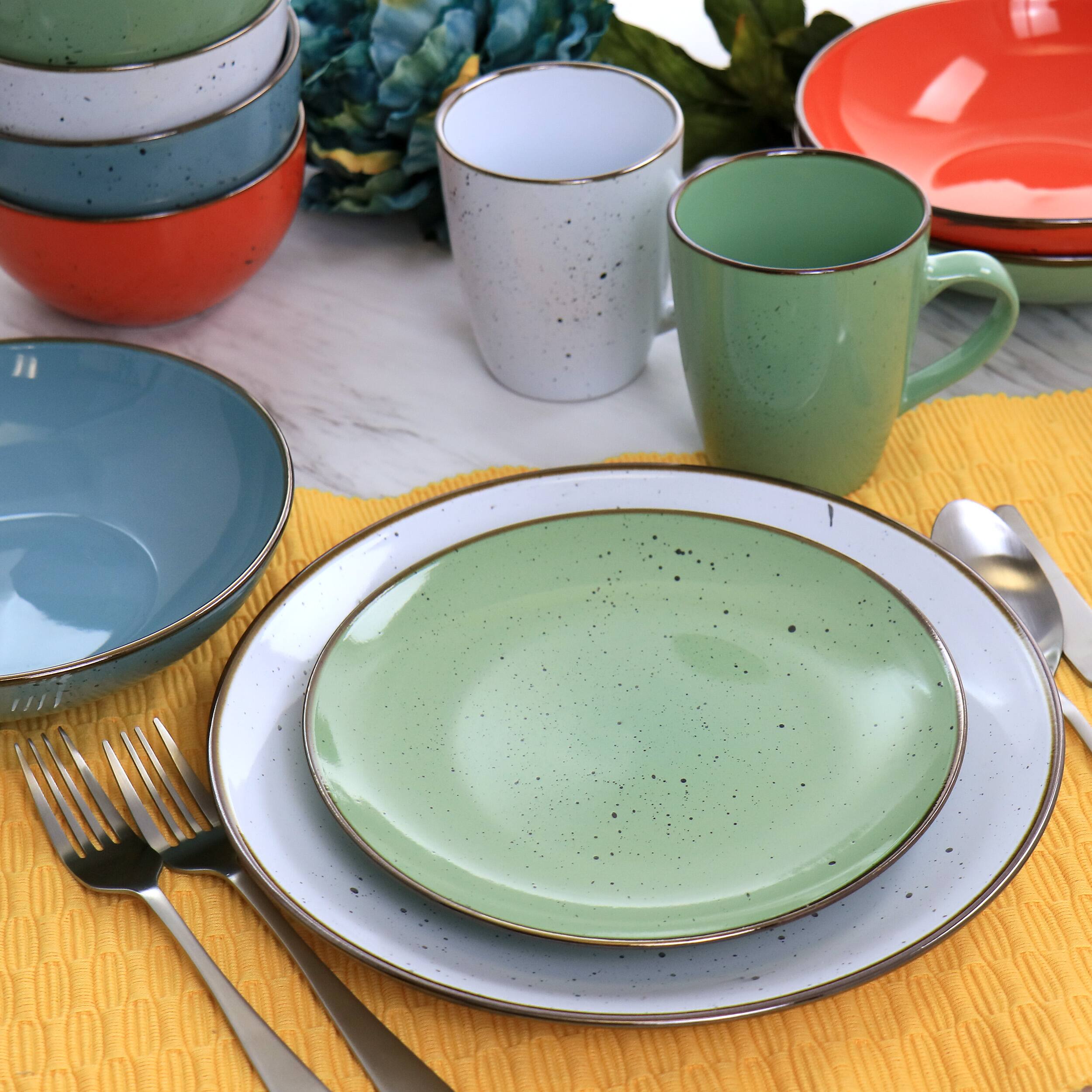 Alt View 9. Elama - Elama Evelyn 20 Piece Mix and Match Round Stoneware Dinnerware Set in Assorted Colors - Assorted.
