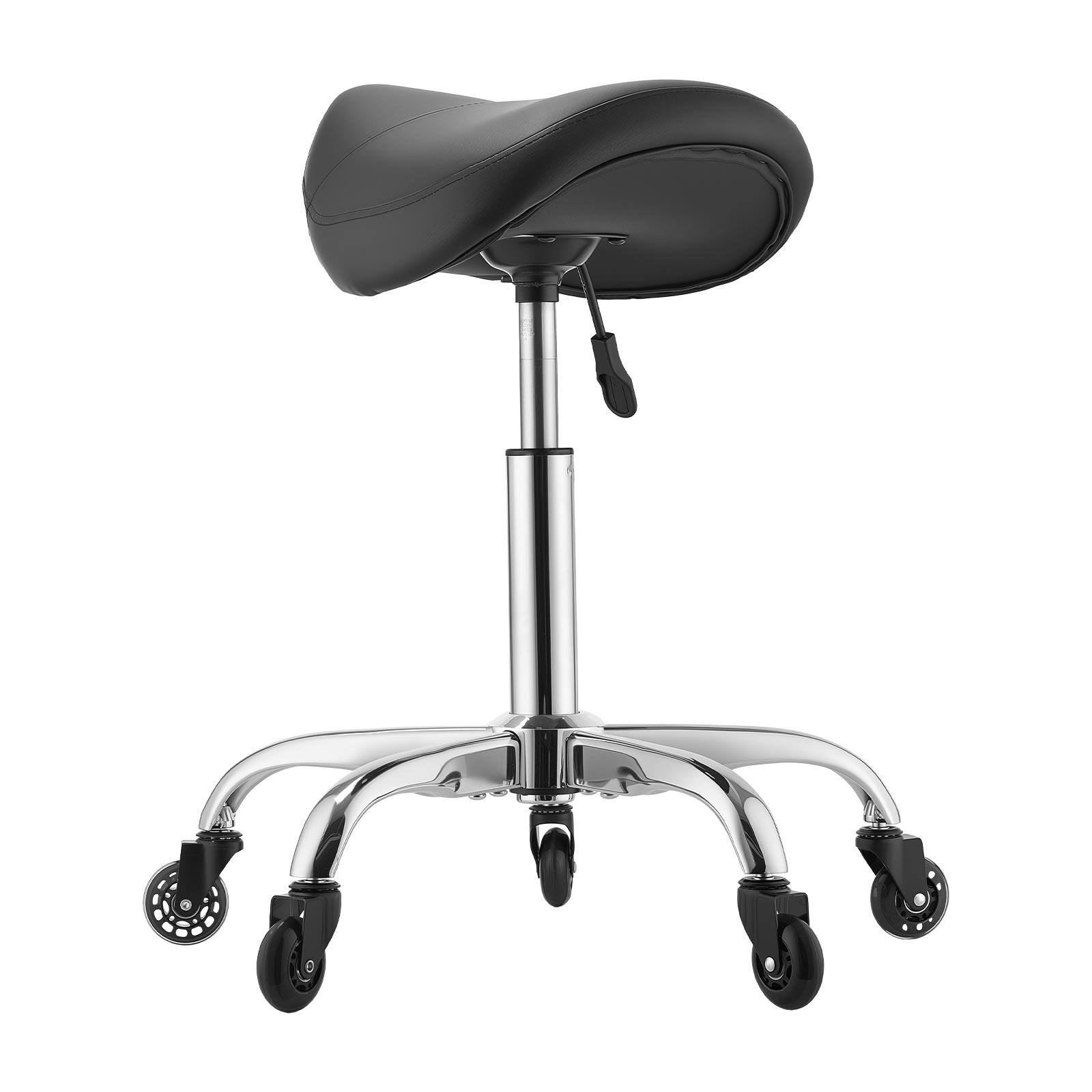 Alt View 5. VEVOR - Saddle Stool with Wheels,500 lbs Weight Capacity,Height Adjustable,Quiet Casters, Ergonomic PU Leather Seat, 360° Swivel - Black.