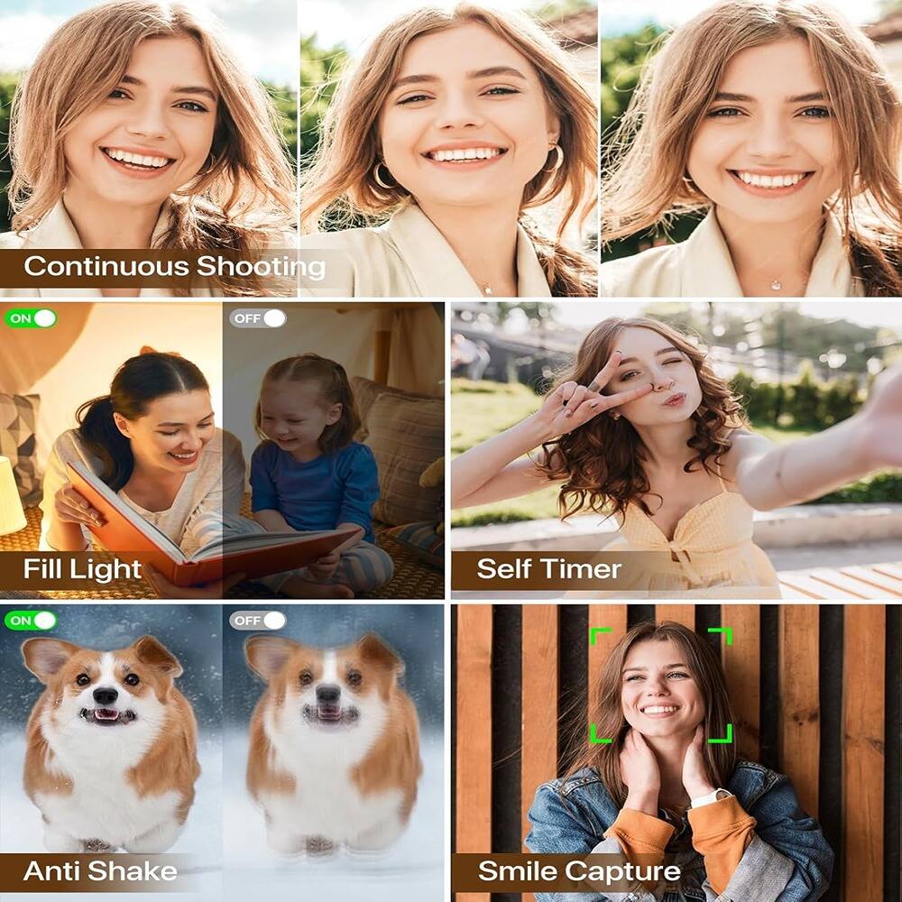 Continuous Shooting  
ON OFF  

Fill Light  
ON OFF  

Self Timer  
ON OFF  

Anti Shake  
ON OFF  

Smile Capture