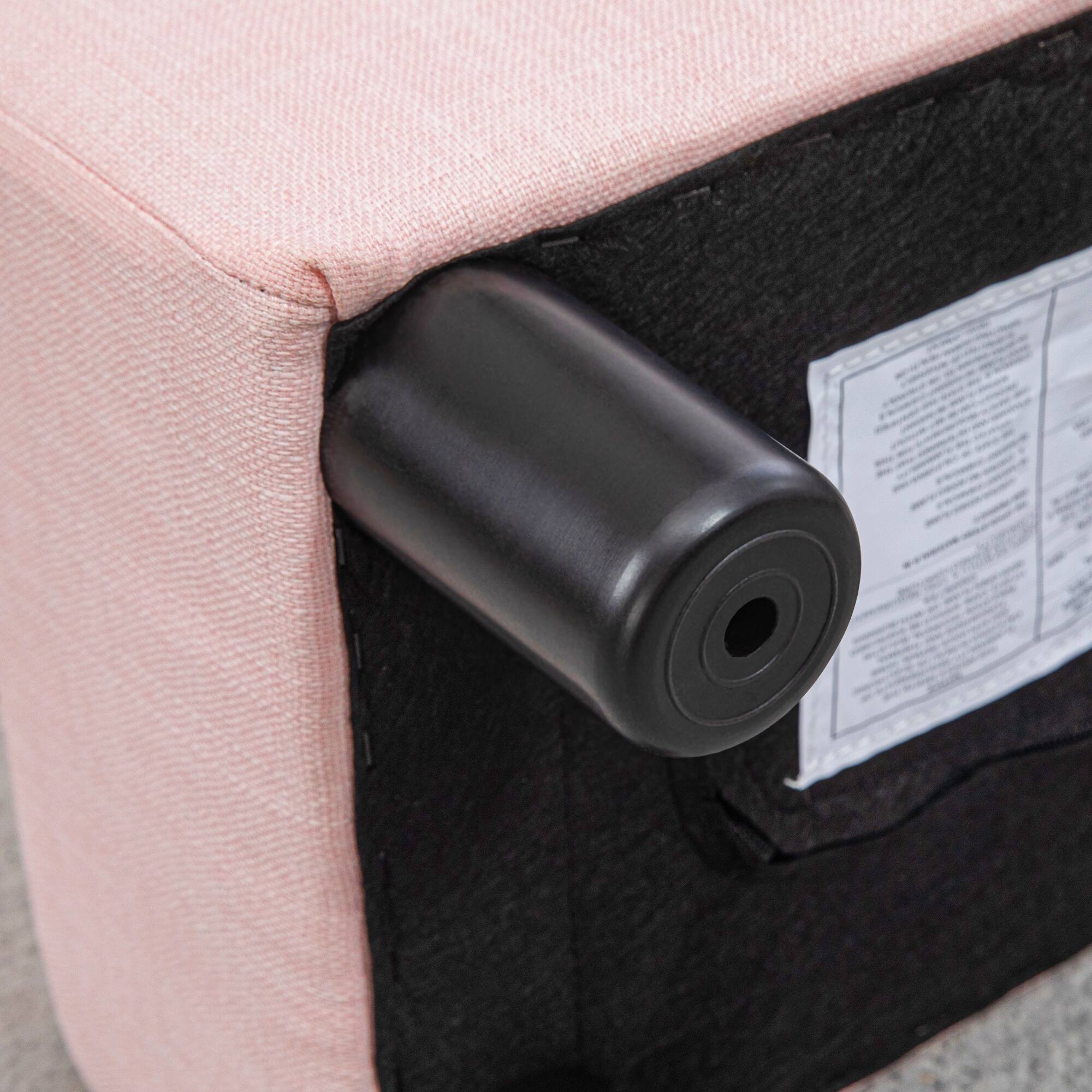 Alt View 8. Homcom - Small Cube Ottoman Foot Rest w/ Linen Upholstery & Plastic Legs - Pink.