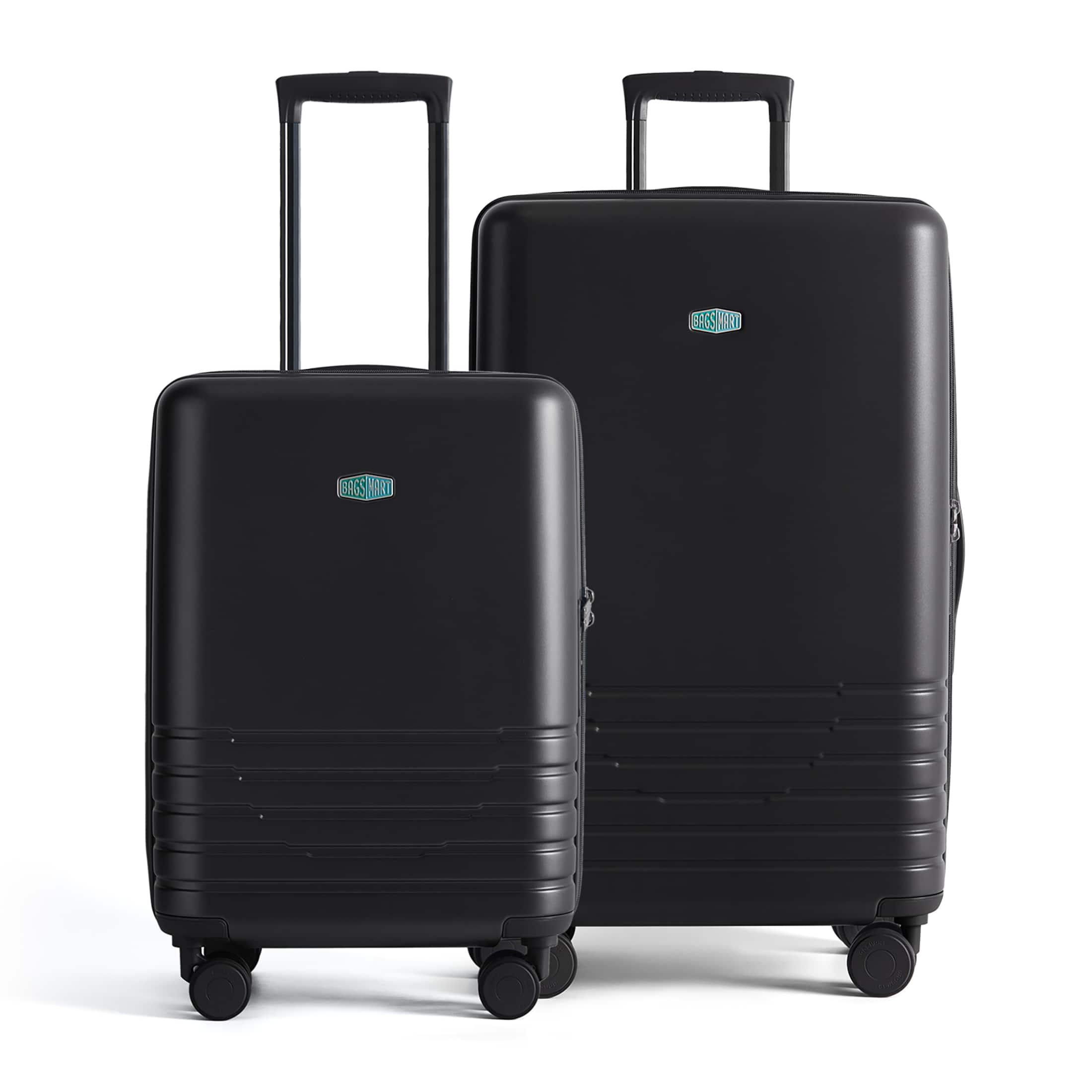 Bagsmart - Adventure Seeker Kit Luggage Set, 2-Piece Expandable Hardside Suitcases with Spinner Wheels & TSA Lock - Black