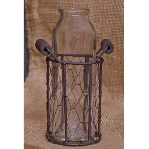 BreeBe - Glass Bottle in Basket - Brown