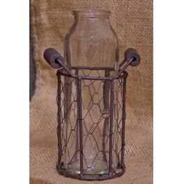 BreeBe - Glass Bottle in Basket - Brown