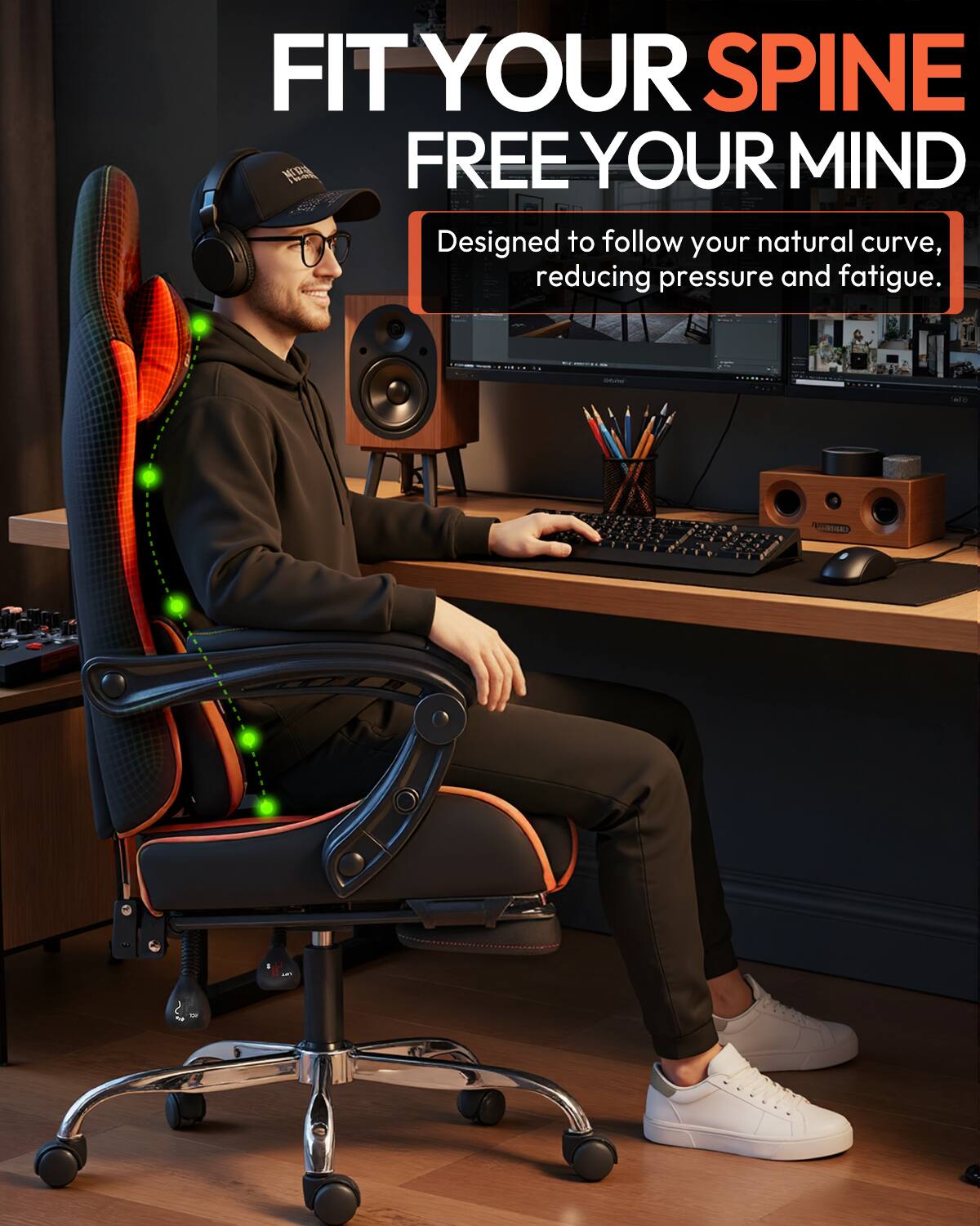 FIT YOUR SPINE FREE YOUR MIND  
Designed to follow your natural curve, reducing pressure and fatigue.