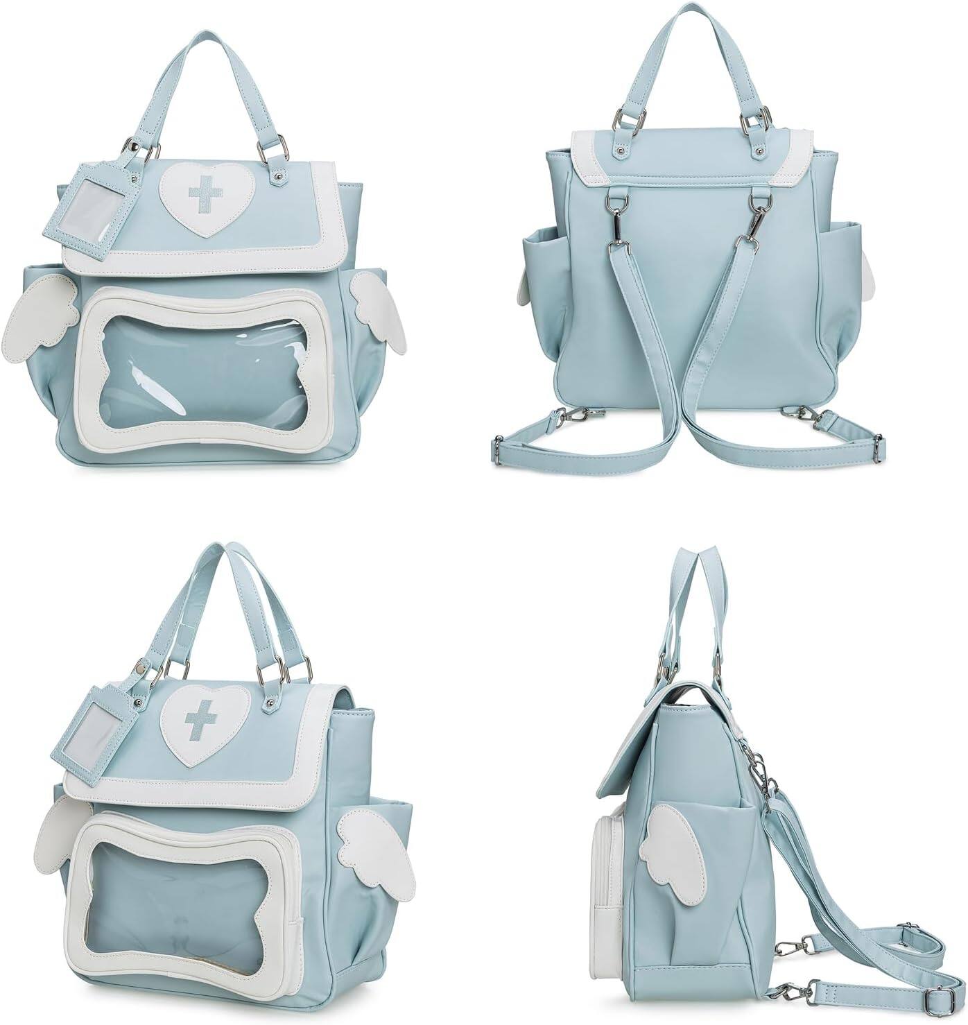 Front. Acteck - Kawaii Ita Bag Pin Backpack Shoulder Crossbody Bag for Miku Anime Heart Clear Layer with Insert - Blue.