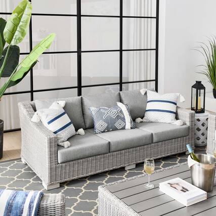 Front. Modway - Conway Outdoor Patio Wicker Rattan Sofa by Modway - Light Gray Gray.