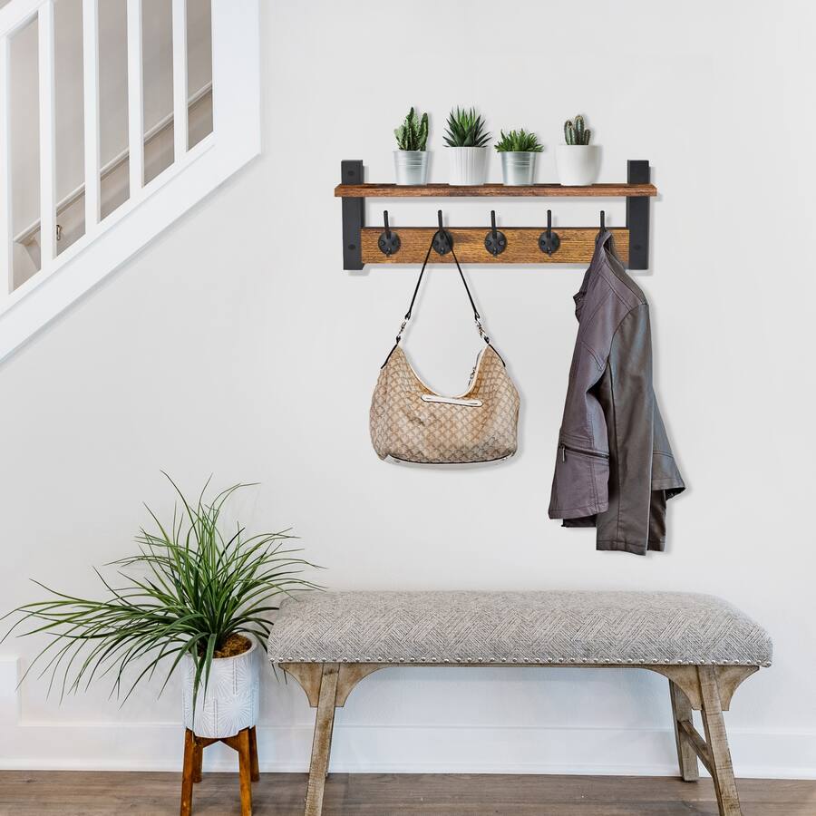 Coat Rack Floating Sorbus Coat Hooks Wall Mount with Shelf, 24 Inch Coat Rack Wall Mount ...