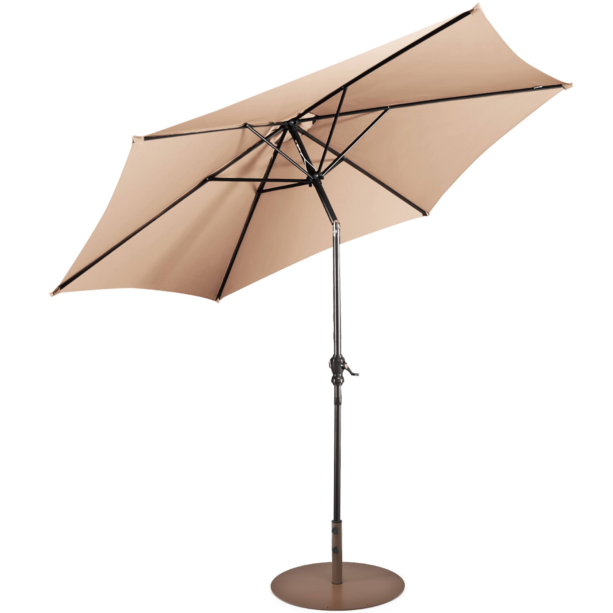 Costway - 10ft Patio Umbrella Outdoor W/ 59 LBS Heavy-Duty Round Umbrella Stand - Beige