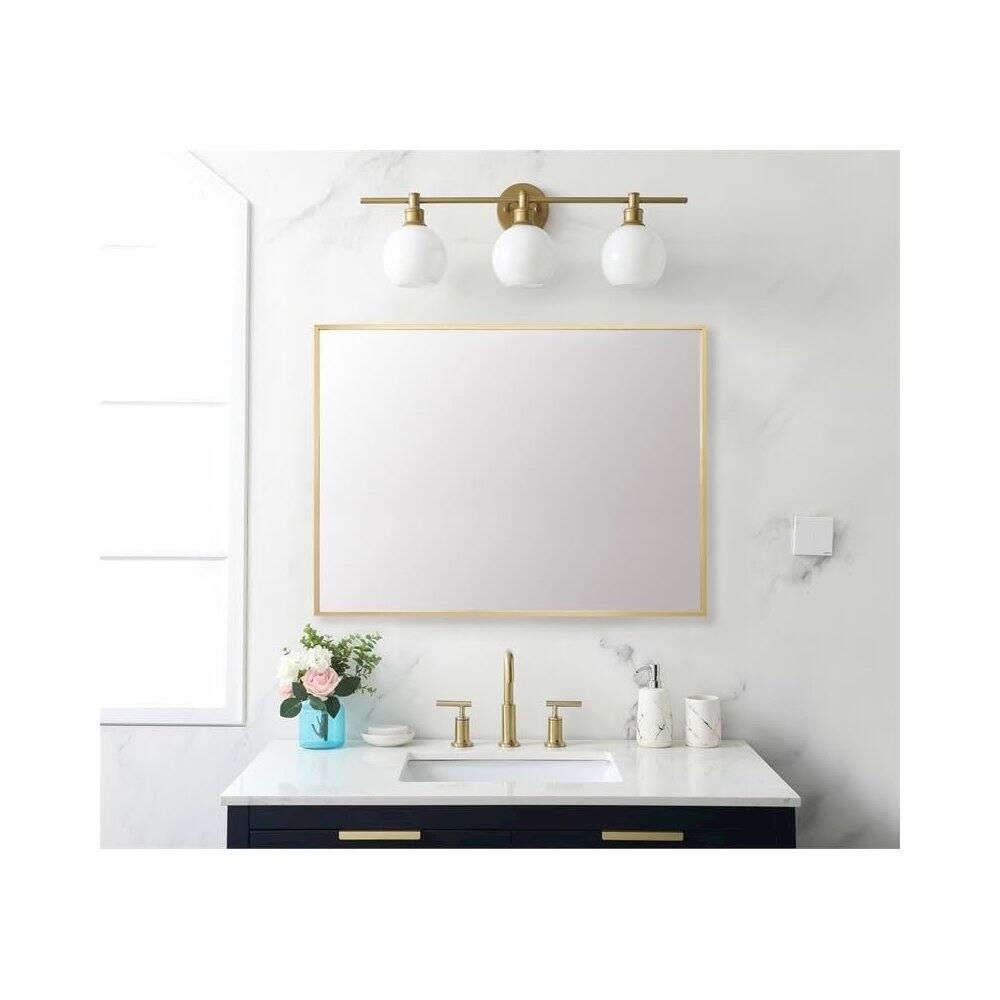 Back. Elegant Decor - Aluminum Frame Rectangle Mirror 27x36 In Gold - Gold.