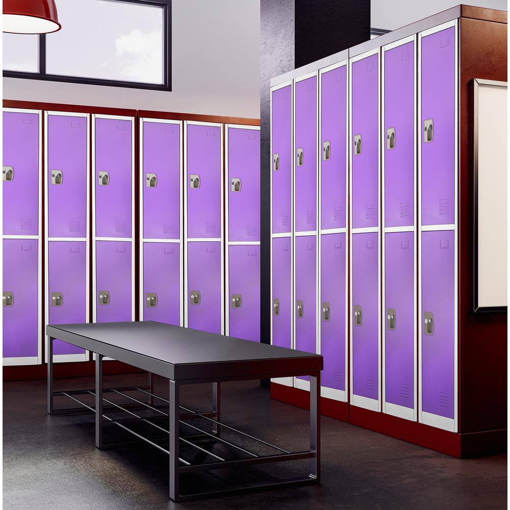Back. AdirOffice - Storage Locker 629-Series 72" H 2-Tier Steel Key Lock 2-Shelf Locker with Key Lock - Purple.