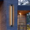 Front. LEEKI - Modern Outdoor LED Slim Linear Wall Sconce – Adjustable 3000K/5000K/6000K Color Temp, Ultra-Slim 1.5" Weatherproof Light - Black.