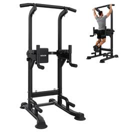 VEVOR - Pull Up Bar, 330 LBS Power Tower Dip Station, Workout Dip Station with H-Shaped Stable Base & Back Pad - Black