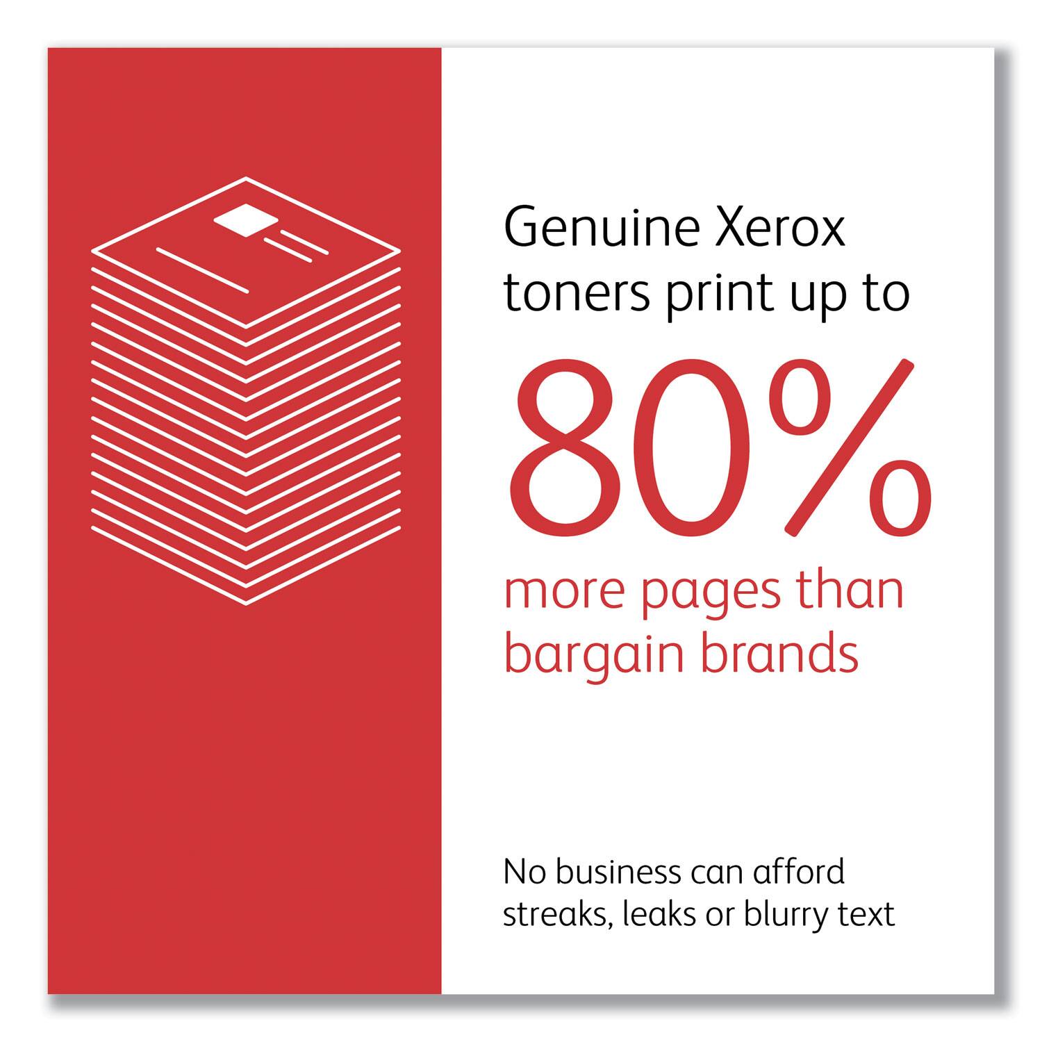 Genuine Xerox toners print up to 80% more pages than bargain brands

No business can afford streaks, leaks or blurry text
