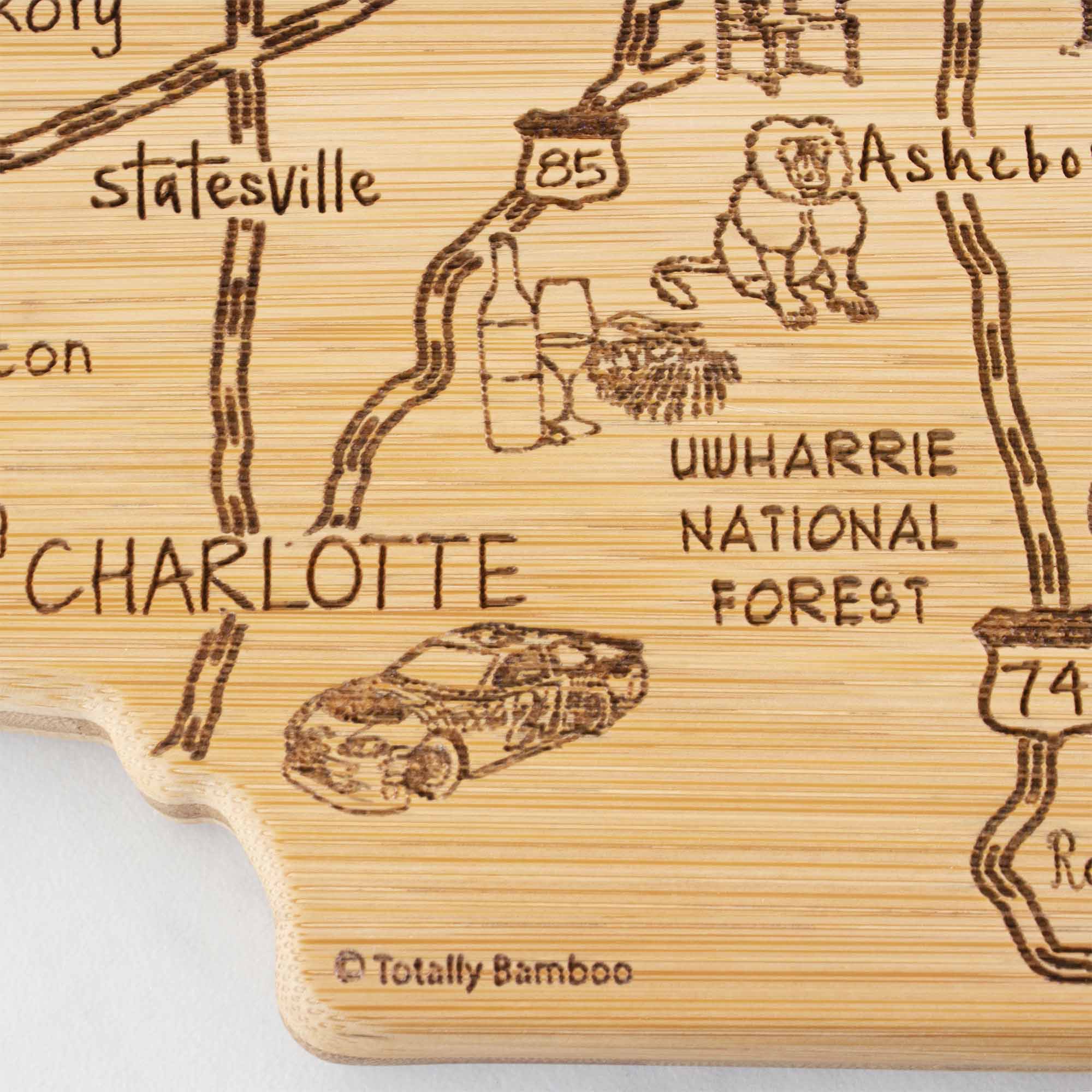 Kory  
statesville  
85  
Asheboro  
UWHARRIE NATIONAL FOREST  
CHARLOTTE  
74  
© Totally Bamboo