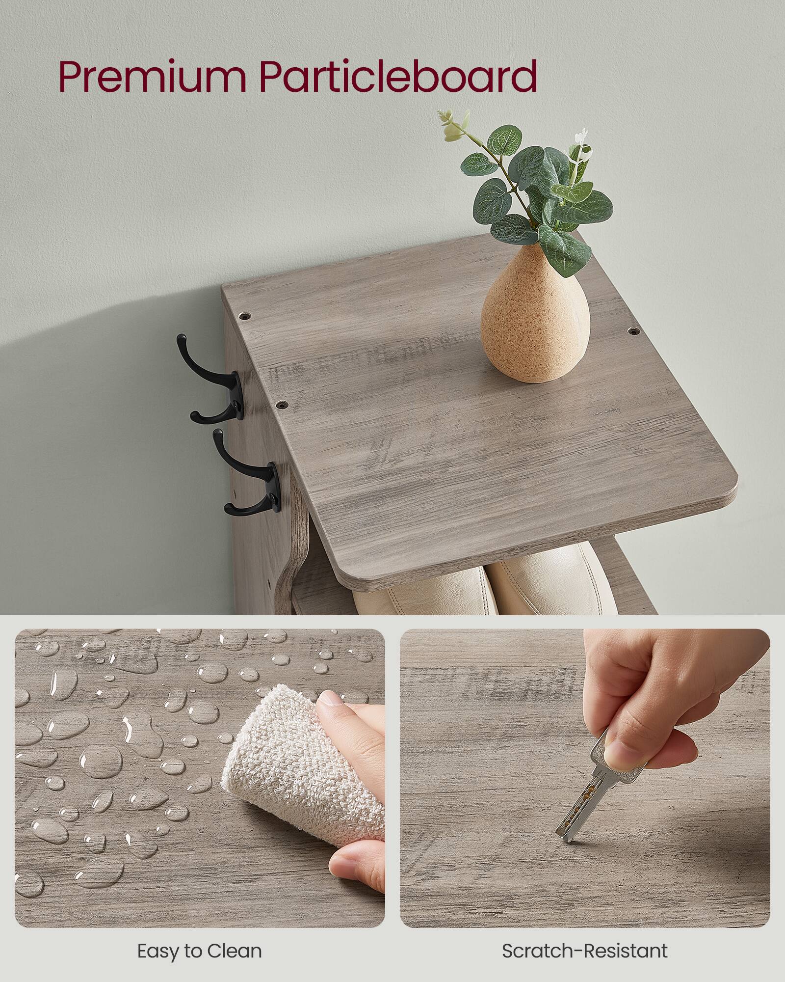 Premium Particleboard

Easy to Clean

Scratch-Resistant