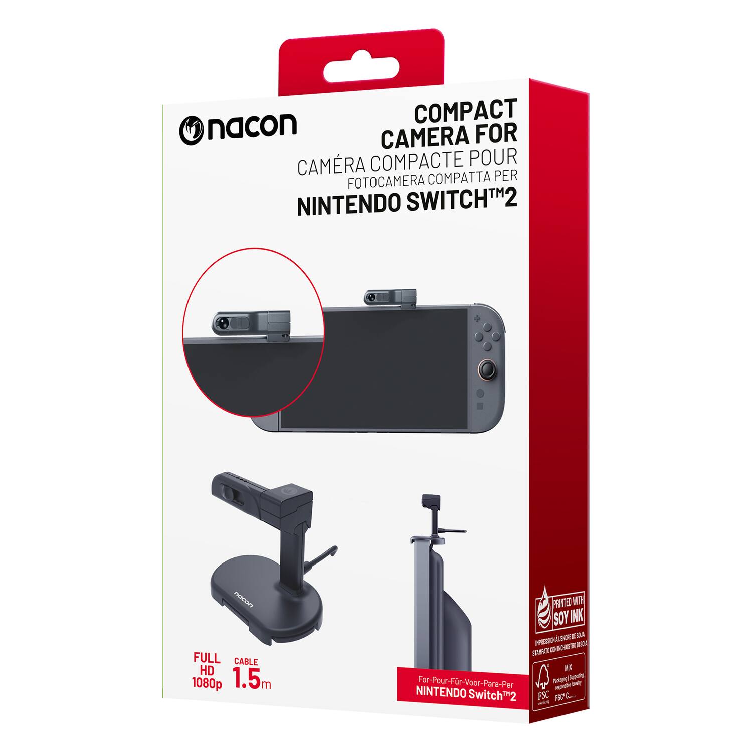 COMPACT CAMERA FOR  
CAMÉRA COMPACTE POUR  
FOTOCAMERA COMPATTA PER  
NINTENDO SWITCH™2  

FULL HD 1080p  
CABLE 1.5m  

PRINTED WITH SOY INK  

For-Pour-Fr-Voor-Para-Per  
NINTENDO Switch™2  

FSC