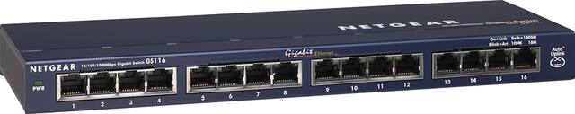 Front. NETGEAR - 16-Port 10/100/1000 Mbps Gigabit Unmanaged Switch - Blue.