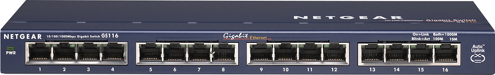 NETGEAR 16-Port 10/100/1000 Mbps Gigabit Unmanaged Switch Blue 