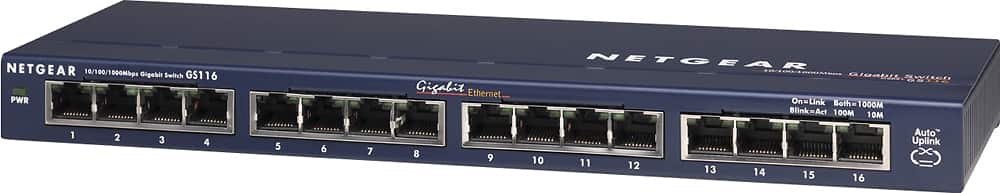 Alt View 12. NETGEAR - 16-Port 10/100/1000 Mbps Gigabit Unmanaged Switch - Blue.