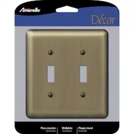 AMERELLE - Devon Brushed 2 gang Stamped Steel Toggle Wall Plate 1 pk - Brass
