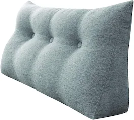 wowmax - Wedge Pillow Headboard for Twin XL - Bolster Pillow with Removable Cover for Bed Frame - Gray