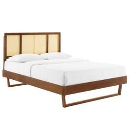 Modway - Kelsea Cane and Wood King Platform Bed With Angular Legs - Brown