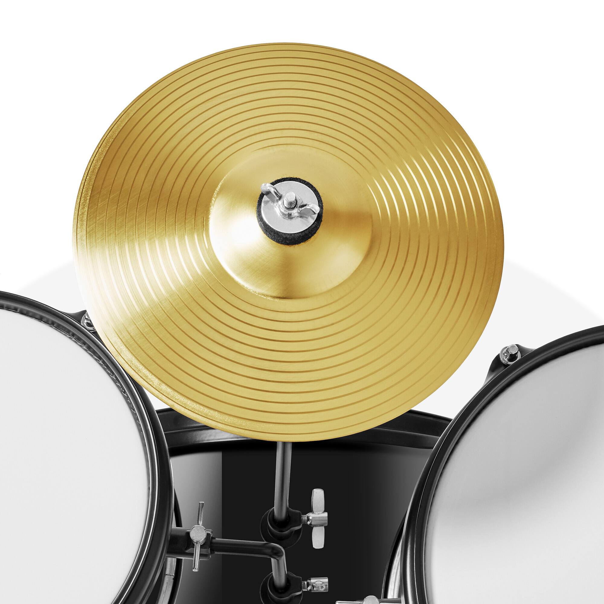 Alt View 4. Gammon Percussion - 3pc Junior Drum Set - Beginner Kit with Throne - Cymbal - Drumsticks - Black.