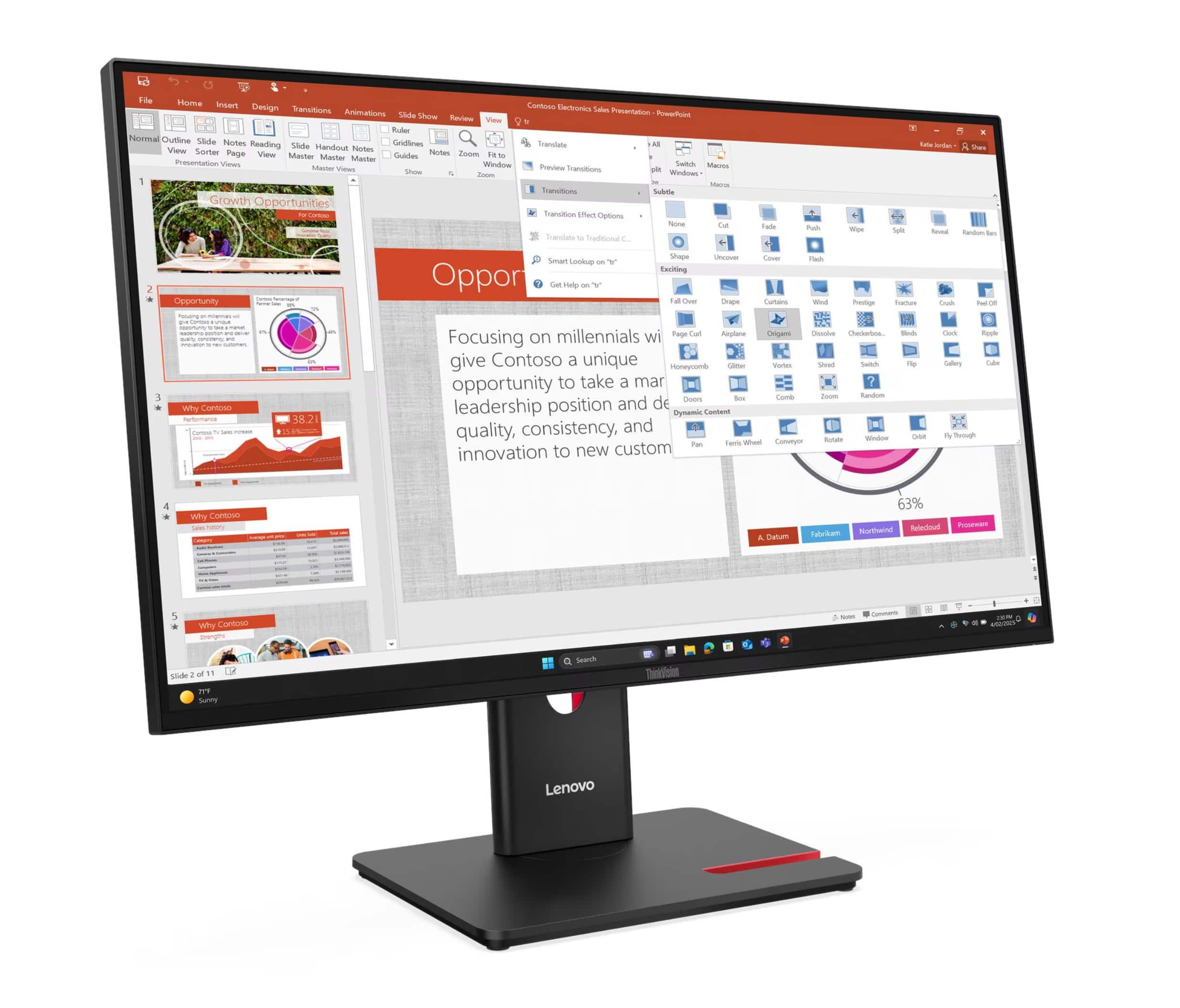 Lenovo - ThinkVision T27-40 27" Monitor - FHD, 120 Hz, IPS WLED, USB Hub, HDMI, DP, VGA (64A5MAR6UZ) - Eclipse Black