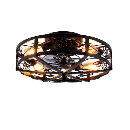 Front. GOODSILO - 20'' Ceiling Fan with Remote, 6-Speed, Reversible Motor, Timer (Bulbs Not Included) - Matte Black.