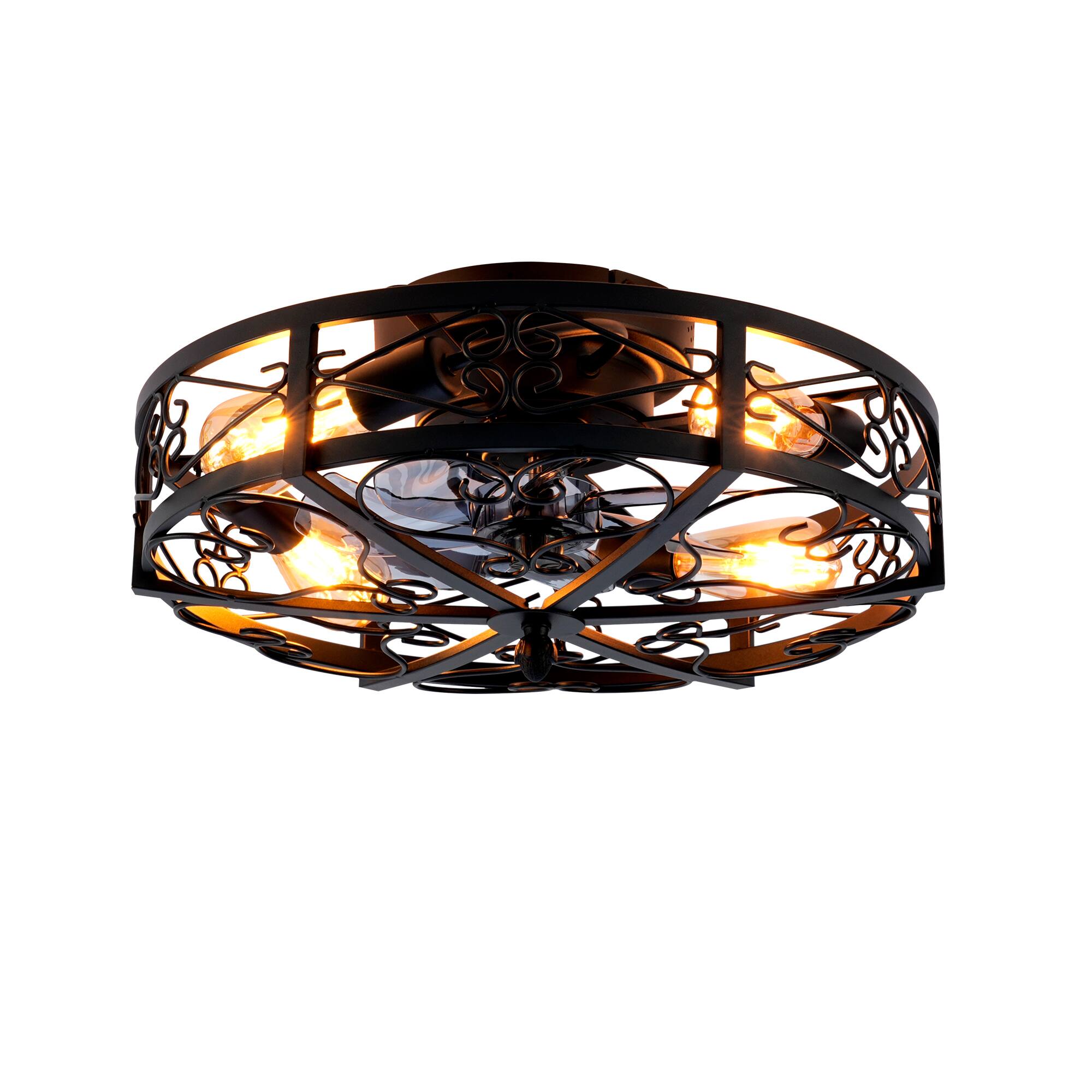 Front. GOODSILO - 20'' Ceiling Fan with Remote, 6-Speed, Reversible Motor, Timer (Bulbs Not Included) - Matte Black.