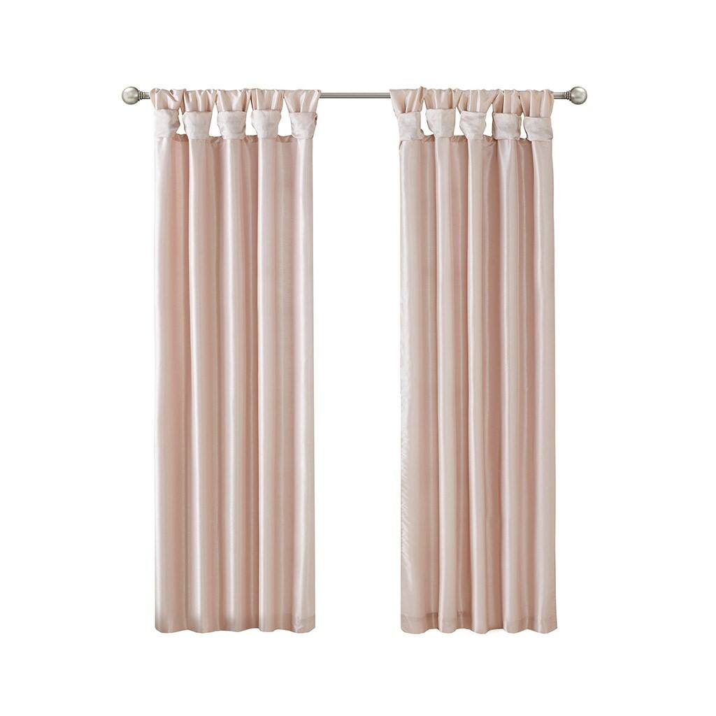Left. BreeBe - Twist Tab Lined Window Curtain Panel Blush 50x108' - Blush.