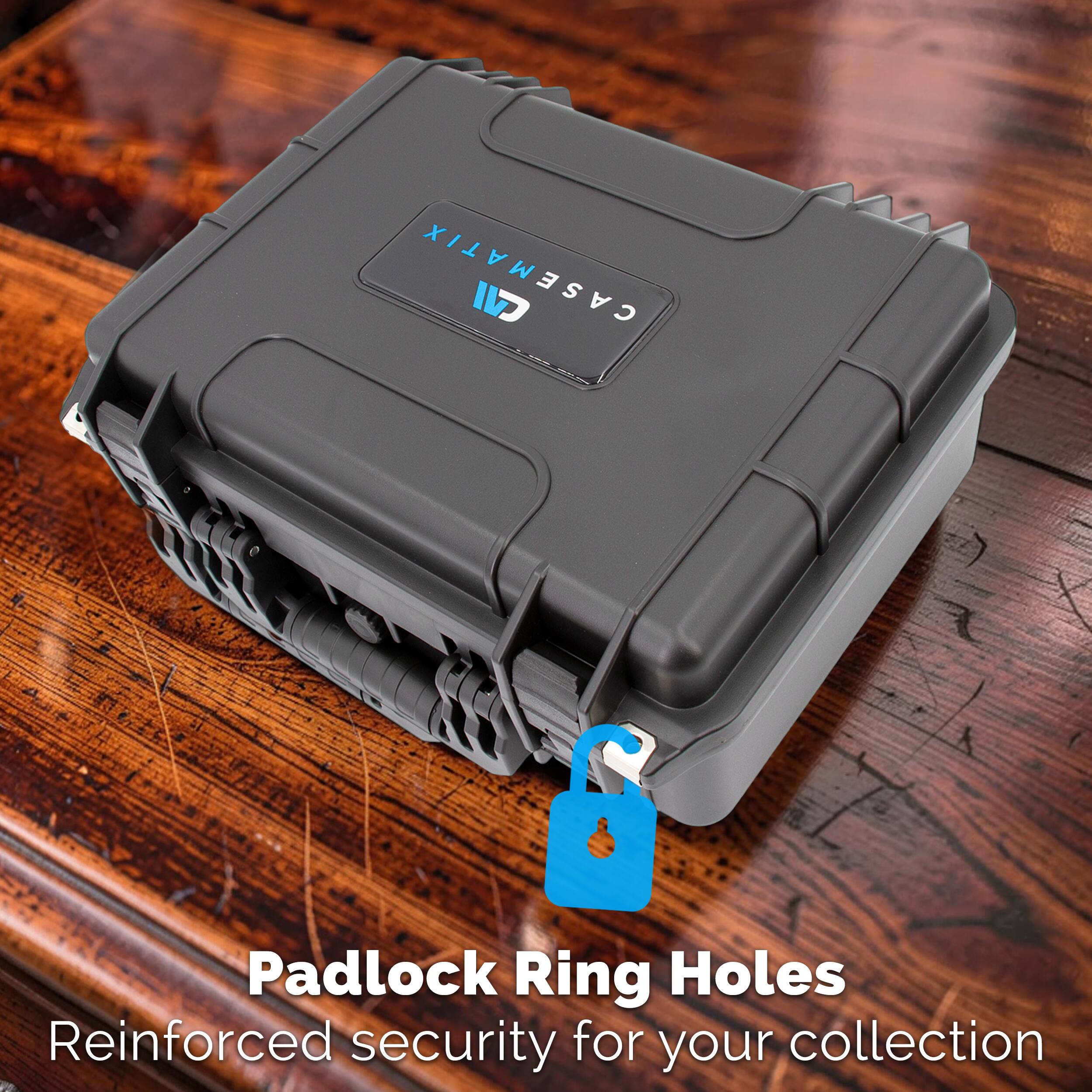 CASEMATIX  
Padlock Ring Holes  
Reinforced security for your collection