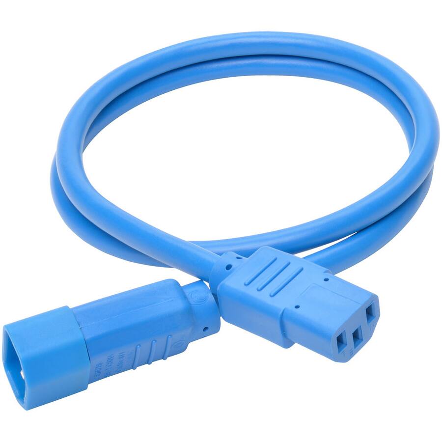 Alt View 2. Tripp Lite - Eaton Tripp Lite Series Heavy-Duty PDU Power Cord, C13 to C14 - 15A, 250V, 14 AWG, 3 ft. (0.91 m), Blue - For Computer - Blue.