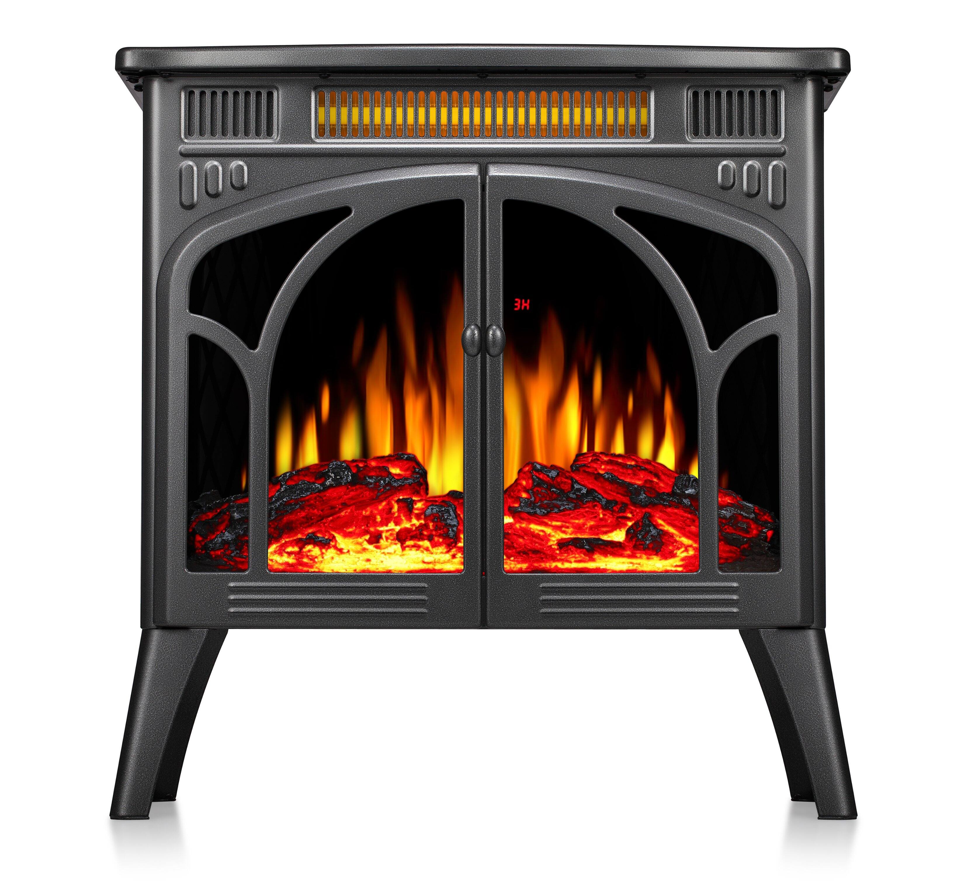 Back. Bestier - Electric Fireplace Heater 24.2" with Remote, Cathedral Stylish, Adjustable Brightness & Heating Overheating Safe, Grey - Grey.