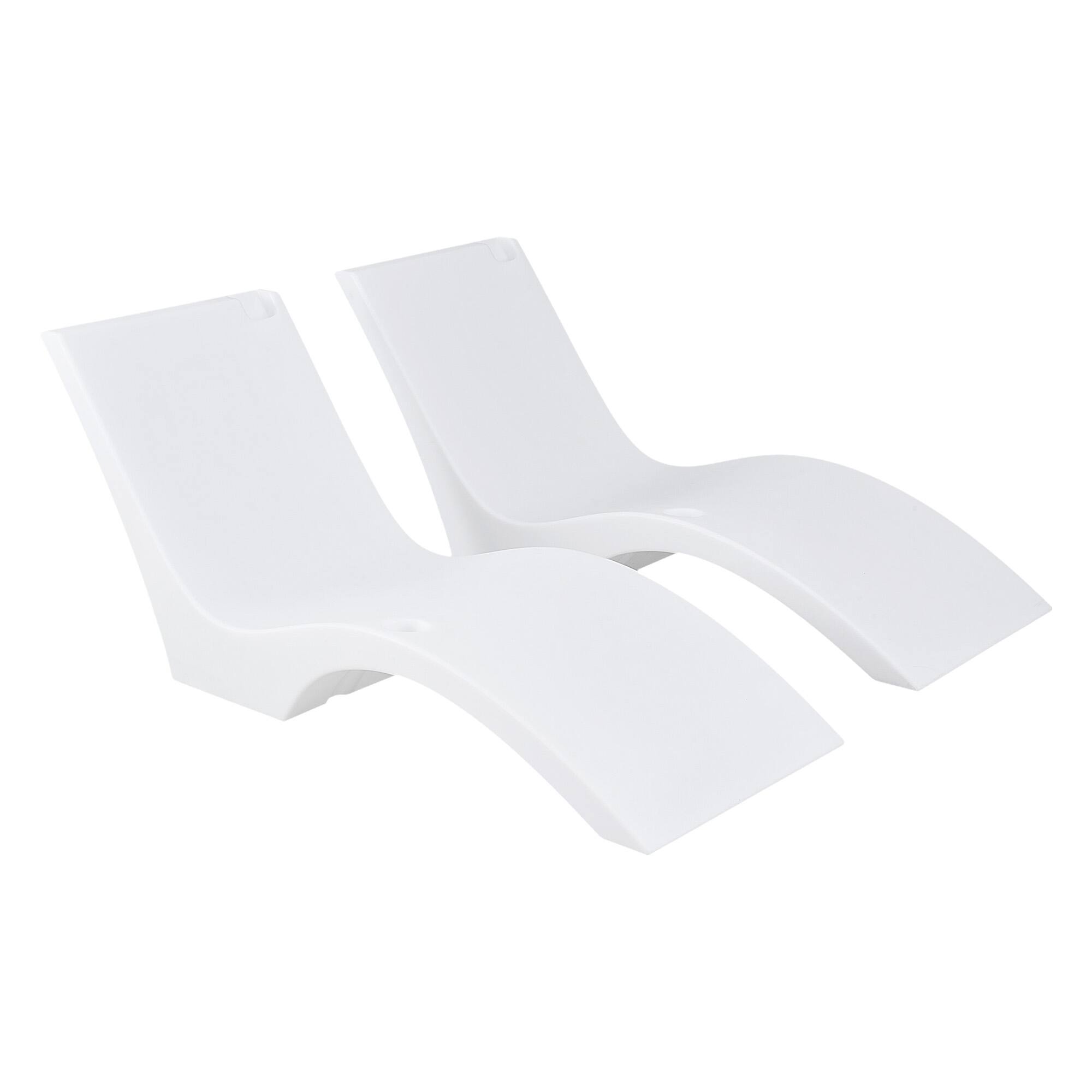 Front. VEVOR - Pool Lounge Chairs, Set of 2 Chaise Lounger, Water Weighted In-Pool Lounger Chairs for up to 9" Water Depths - White.