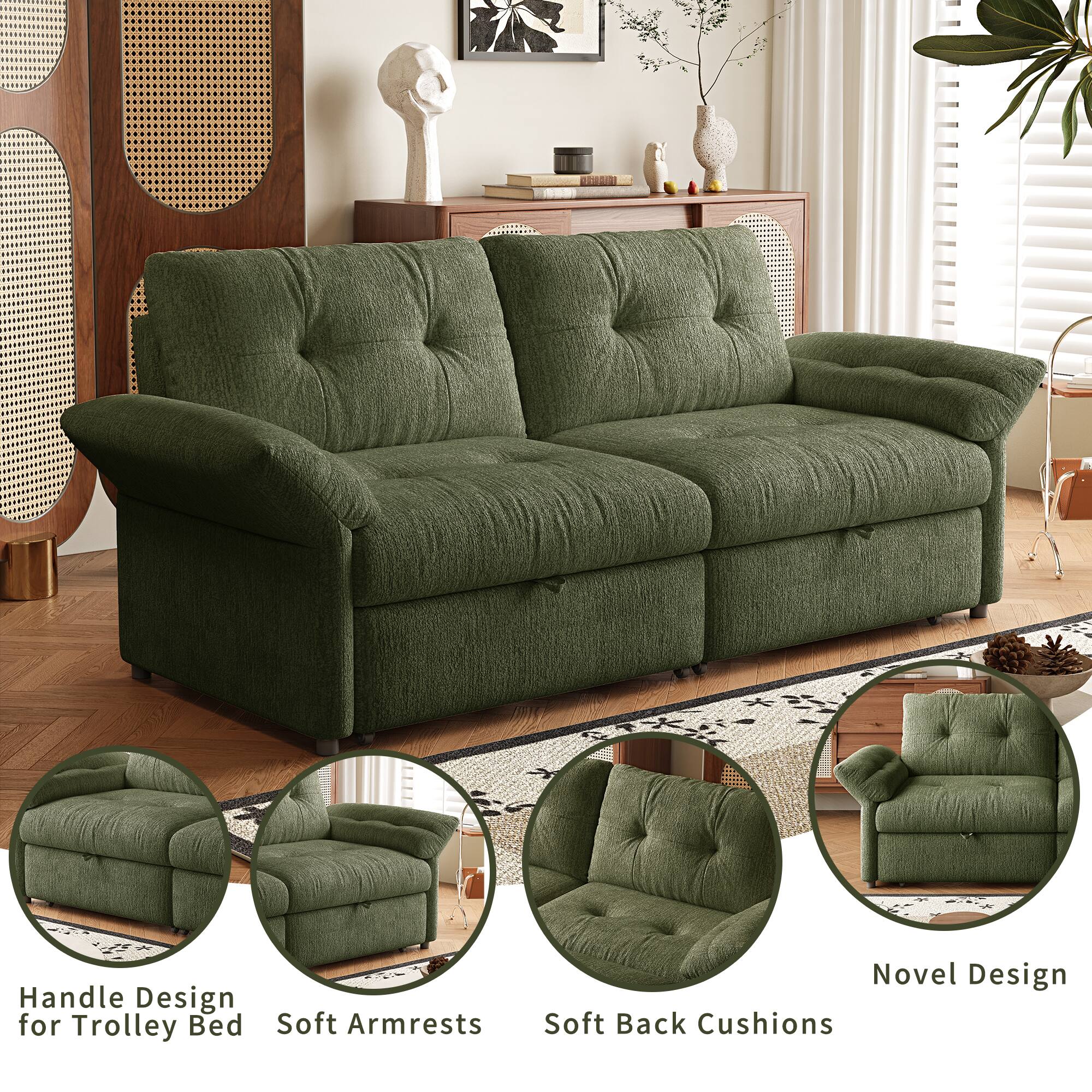 Handle Design for Trolley Bed  
Soft Armrests  
Soft Back Cushions  
Novel Design