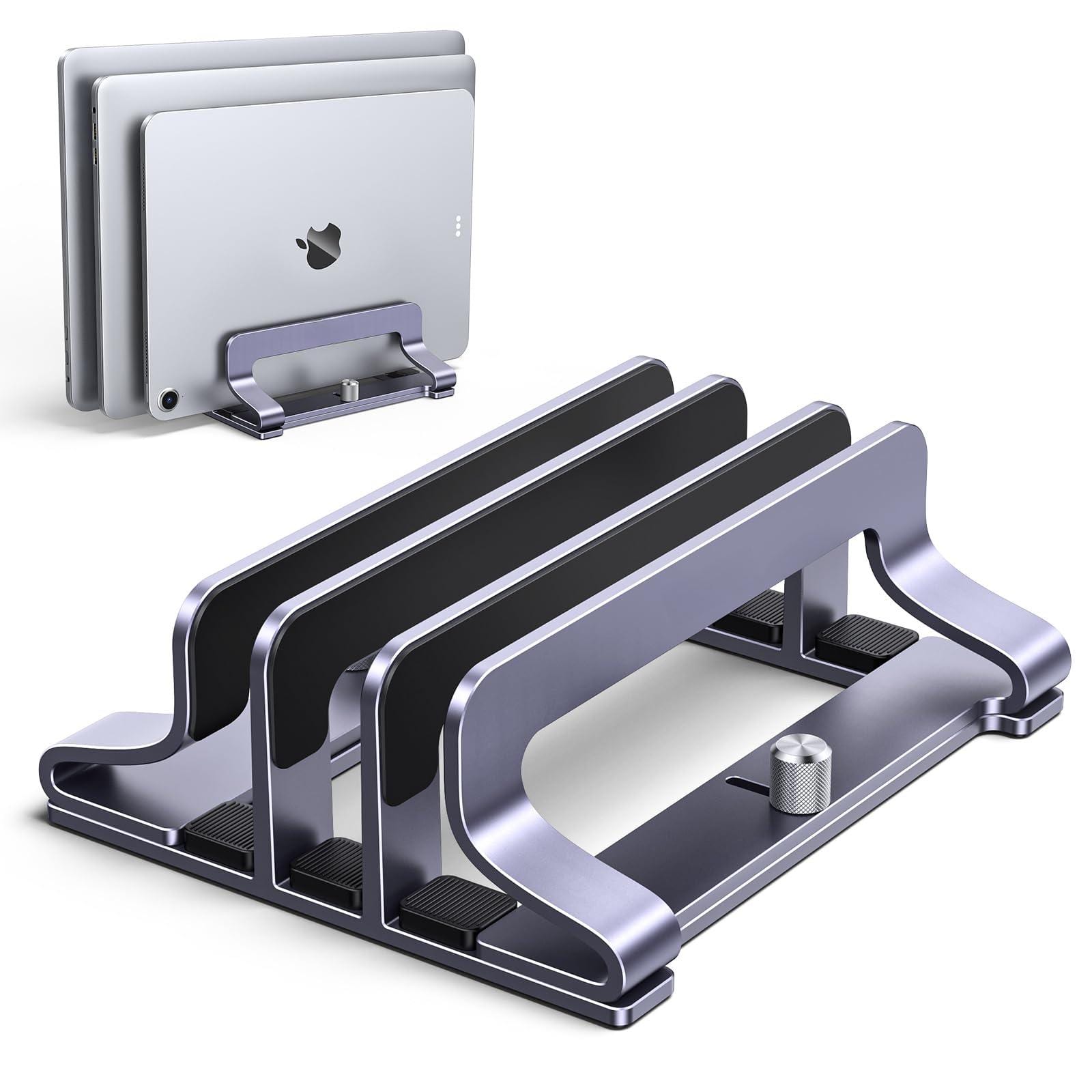 Hanke - 2-slot Vertical Laptop Stand Holder Desk Compatible With Macbook Pro Air Desktop Adjustable Ideapad Surface - 3-Slot