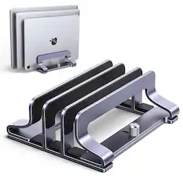 Hanke - 2-slot Vertical Laptop Stand Holder Desk Compatible With Macbook Pro Air Desktop Adjustable Ideapad Surface - 3-Slot