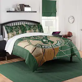 Sweet Home Collection - NBA Milwaukee Bucks Comforter & Pillow Sham Set- Full/Queen - Multicolored