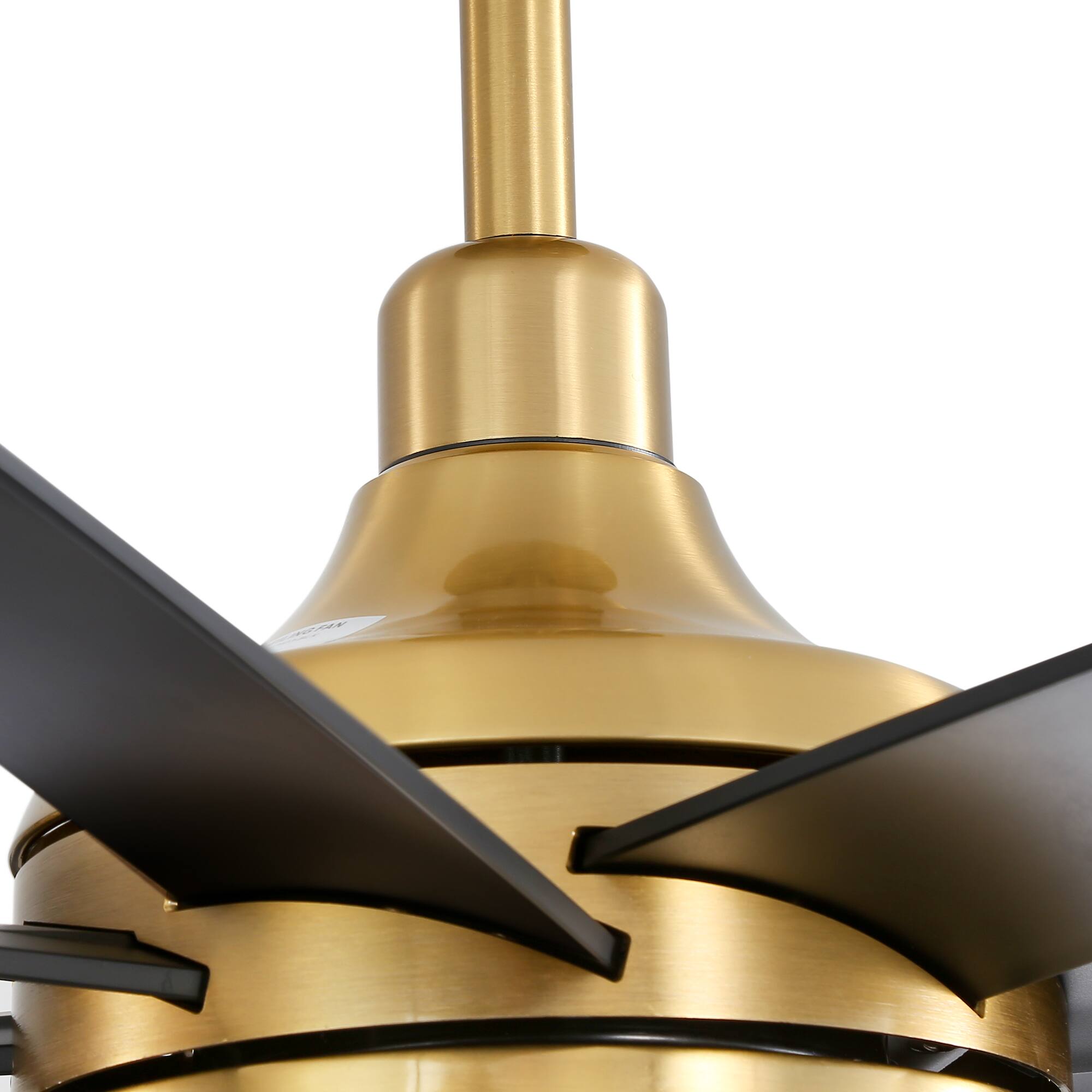 Alt View 9. Breezary - 72" Large Indoor Ceiling Fan with Remote, 8 ABS Blades, 6-Speed DC Motor, Timer, 7''/12''Downrods, Light/No Light Option - Gold and Black (With Light).