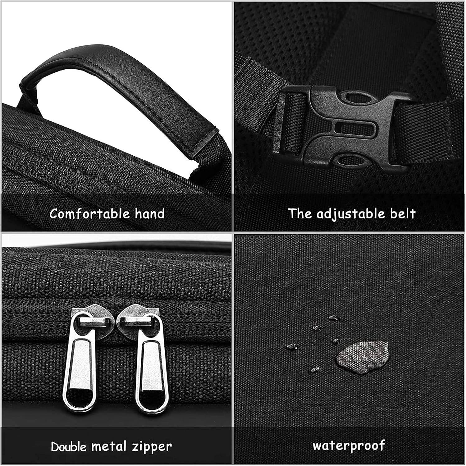 Comfortable hand  
The adjustable belt  
Double metal zipper  
Waterproof