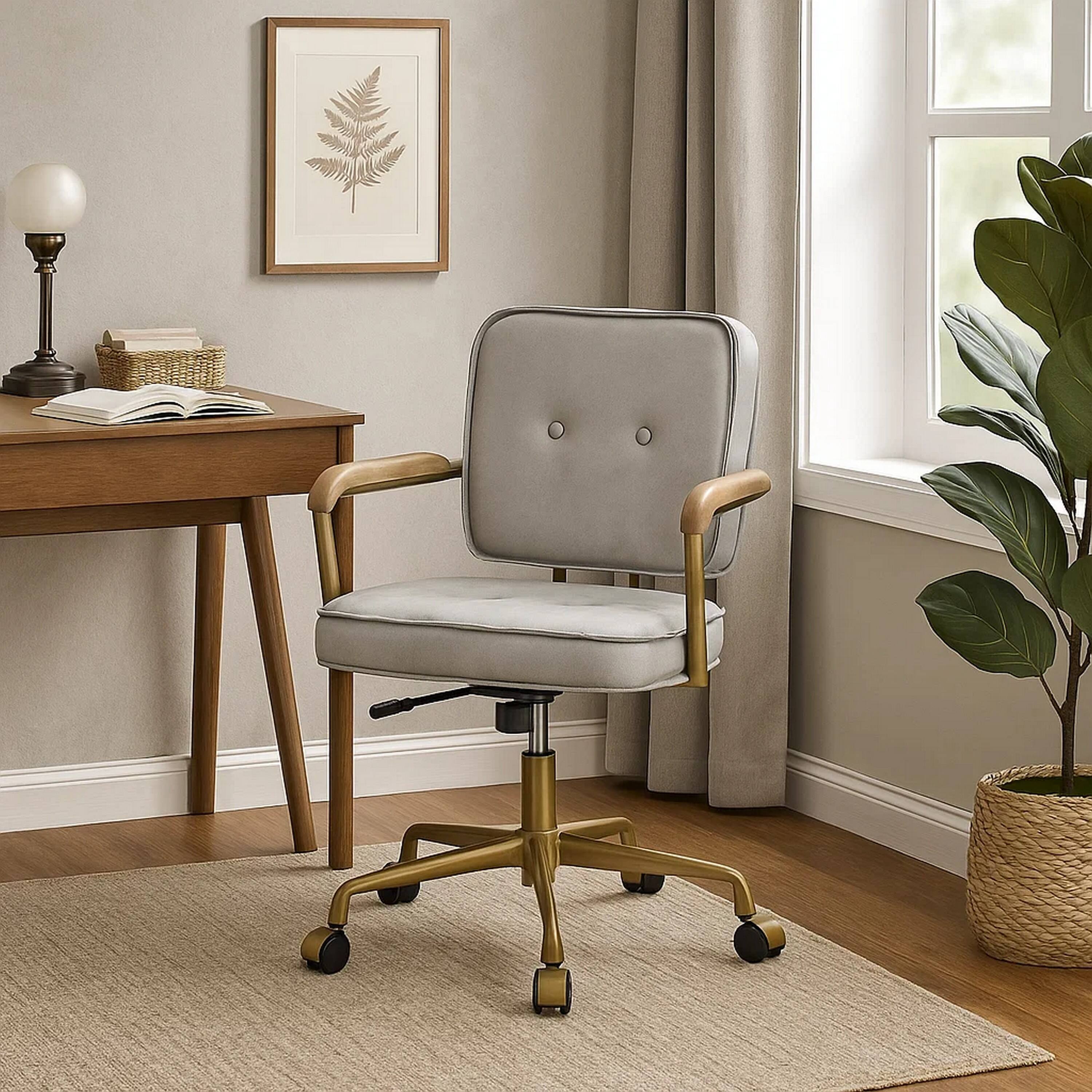 Alt View 5. Manhattan Lane - Office Chair with Faux Leather Upholstery - White, Brown.