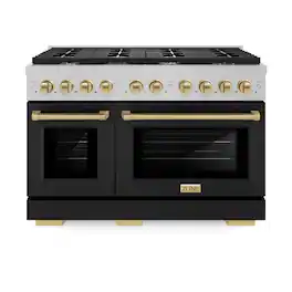 ZLINE - Autograph 48 in. Paramount Gas Range with Bronze Accents (SGRSZ-BLM-48-CB) - Black
